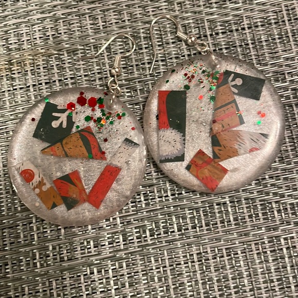 XMAS Handmade Festive Large Holiday Earrings White Teardrop - Picture 9 of 10